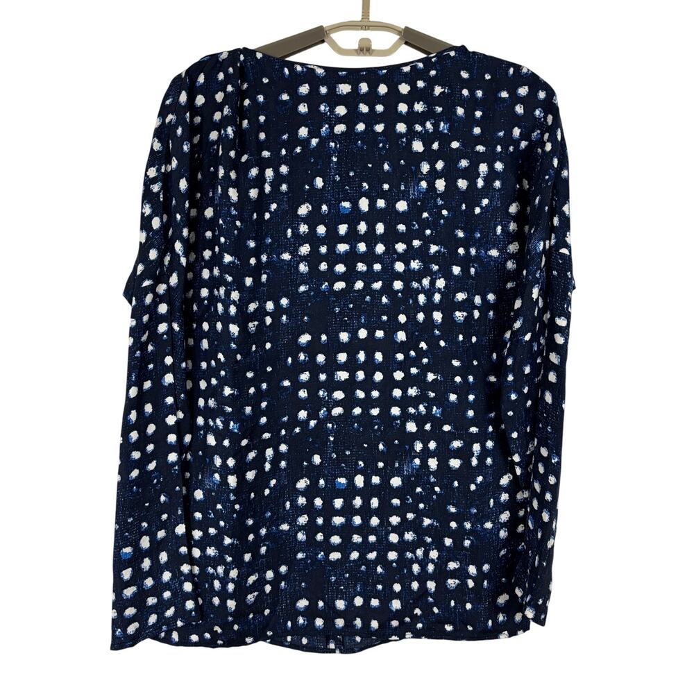 BOSS Inkara Blouse Blue white dots size US 2 Silk office career quiet luxury